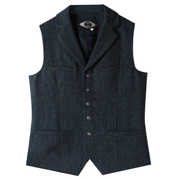 SOARIN British elegant woolen suit vest for men retro business slim casual lapel suit vest