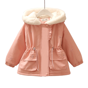 Girls winter clothing imitation rabbit fur thickened cotton coat