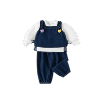 Girls suit autumn clothing 2024 new fashionable childrens denim vest baby trousers spring and autumn childrens clothing