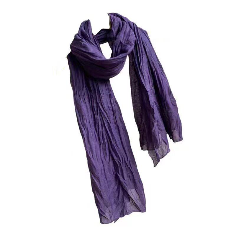 If there is no plain tie-dye thin spring and autumn cotton and linen scarf for women