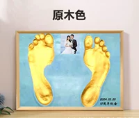 Бревенчатый каркас светло-голубого цвета + следы взрослых + пыленепроницаемый, цифровая золотая краска