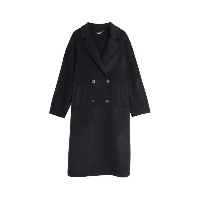 西町村屋双面呢女冬季新款法式浪漫气质山羊绒长款大衣AD8209005