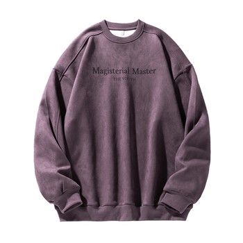 American heavyweight round neck sweater purple top jacket