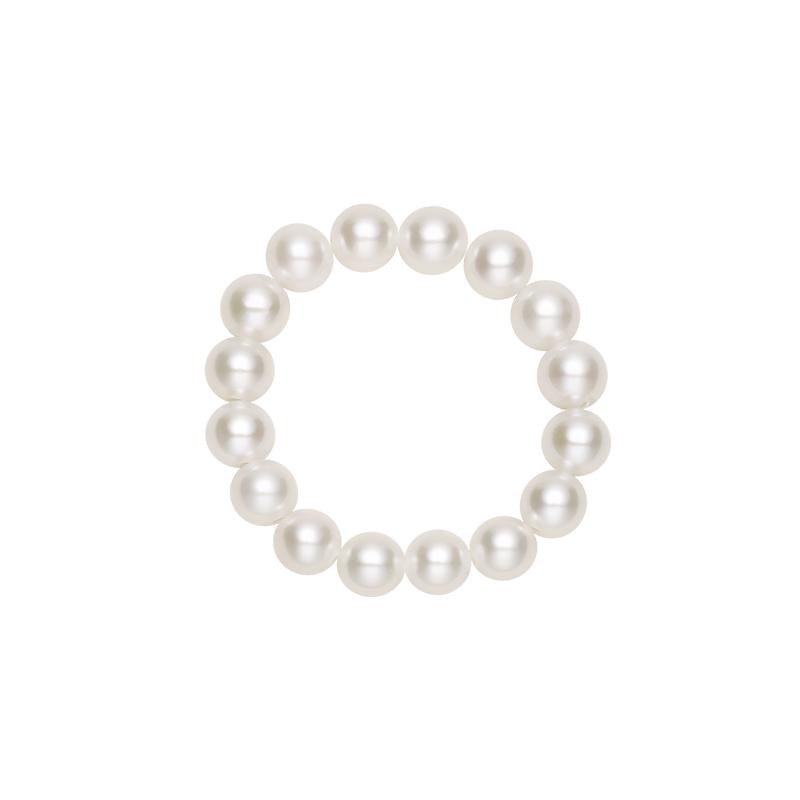 Oshiman Jewelry Freshwater Nucleated Pearl Ring Full Bead Design Elastic Cord Versatile Women's Gift Box Packaging Short Light