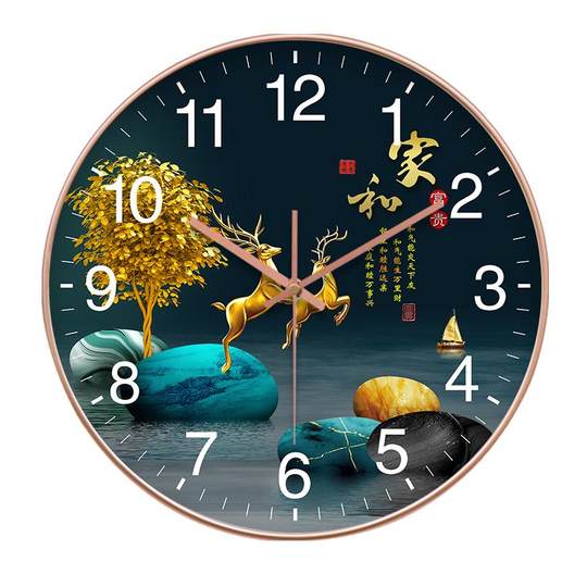 Silent wall clock Chinese style clock living room radio clock