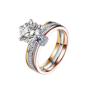 Zhou shangfan cultivated diamond three-color gold diamond ring special offer