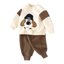 Jingqi childrens sweatshirt suit spring and autumn 2024 new baby clothes baby two-piece set for boys and girls early autumn clothing