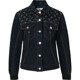 MARINE SERRE Spring and Autumn Women's Black Crescent Print Waist Denim Jacket