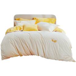 Luolai Home Textiles Four-Piece Set for Autumn and Winter, Thickened and Warm Duvet Cover Set, Mousse Velvet Bed Sheet and Duvet Cover, Student Dormitory Bedding