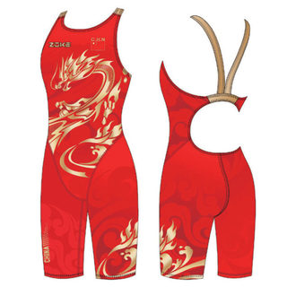 zoke洲克2025新款儿童女童女孩专业训练竞速连体五分平角游泳衣