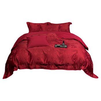 High-end pure cotton jacquard wedding four-piece set