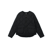 Jiaoxia 532 Stand Collar Air Fleece Jacket Womens 2023 New Autumn and Winter Warm Loose Short Cotton Coat Lightweight Cotton Coat