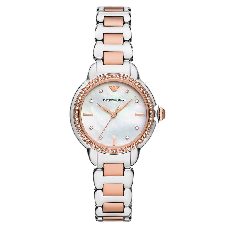 Armani white moonlight quartz watch