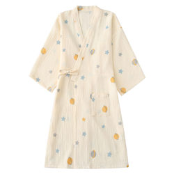 Nightgown, women's summer pure cotton gauze kimono, spring and autumn yukata, Japanese home clothes, Japanese men's bathrobe, pajamas