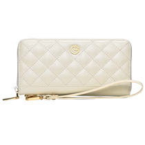 Goldlion Wallet Womens 2024 New Genuine Leather Long Style High-Level Zipper Simple Wallet Large Capacity Handbag Women