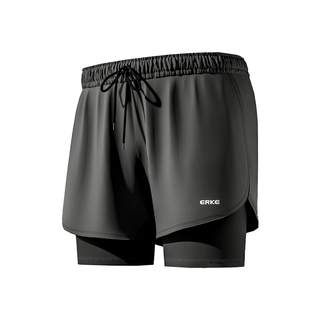 鸿星尔克泳裤防尴尬平角宽松泡温泉泳衣男款五分双层游泳装备套装