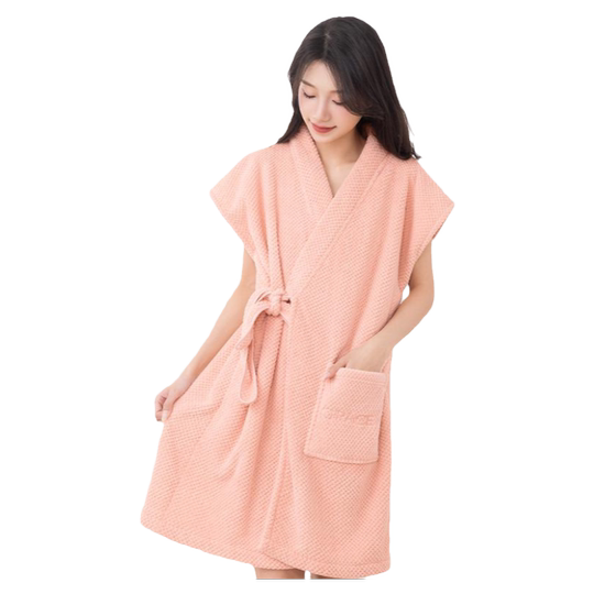 洁丽雅夏季浴裙女士菠萝格条纹吸水浴室浴袍家用睡裙居家2025新款