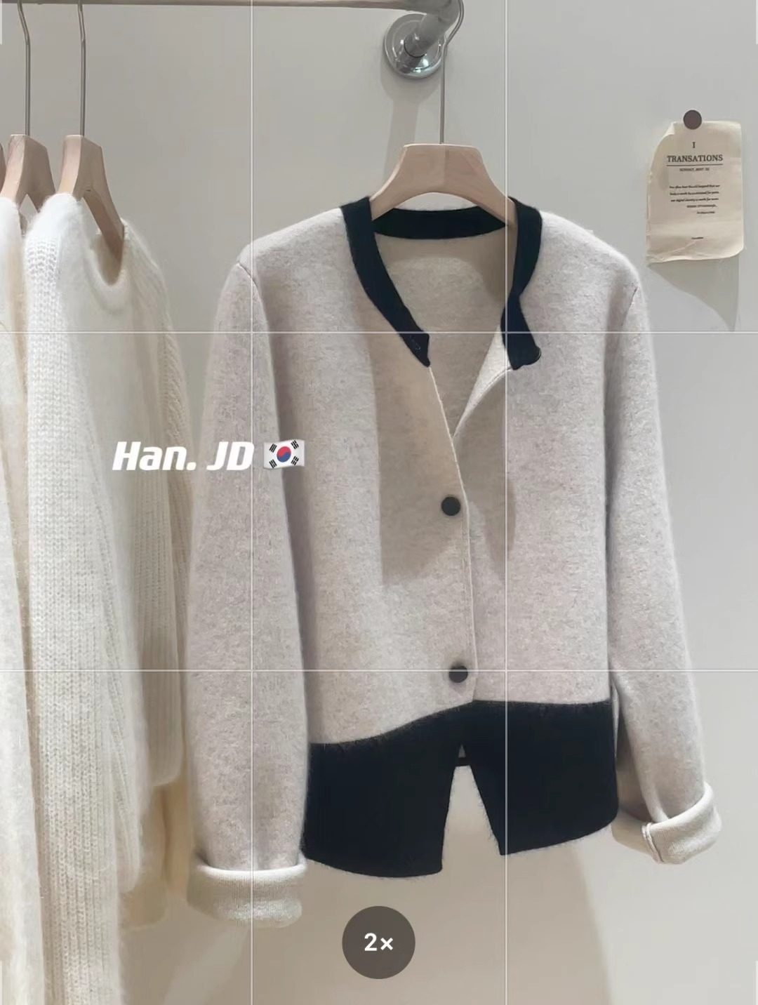 เสื้อคาร์ดิแกนสเวตเตอร์แคชเมียร์ขนแรคคูนพยูนแบบบล็อกสีสไตล์ดงแดมุนเกาหลีสำหรับผู้หญิง เสื้อคาร์ดิแกนถักคอรอบสำหรับฤดูใบไม้ร่วงและฤดูหนาว