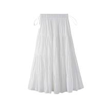 Maternity skirt womens summer 2024 new drawstring adjustable slimming A-line long skirt loose temperament cake skirt