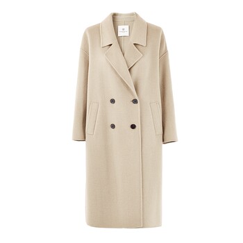 Qiushui yiren wool long double-breasted woolen jacket