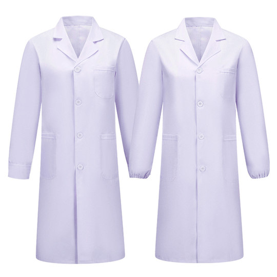 Male medical student in white coat laboratory lab coat chemistry
