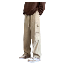 Overalls mens spring and autumn American straight loose wide-leg autumn and winter velvet thickened Japanese casual long trousers
