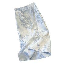 New Chinese style acetate satin skirt for women summer high waist slit straight skirt high-end jacquard hip skirt