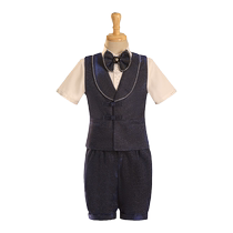 Childrens suit suit boy short-sleeved 2024 new summer model catwalk little boy hosting piano performance suit