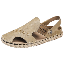 Bull Family Sandals Mens Summer Outerwear Non-slip Breathable Scalp Sandals Dual-Purpose Driving Vietnamese Beach Shoes