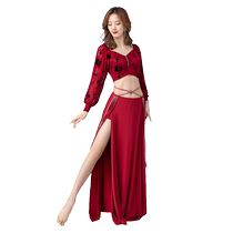 New Belly Dance French Square Neck Hot Diamond Pleated Top Womens Lantern Sleeve Long Sleeve Oriental Dance Group Costume