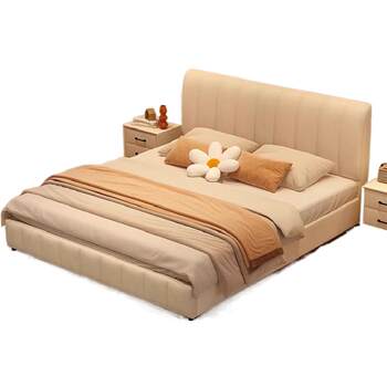 Solid wood bed modern simple double bed