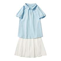 Gap girls 2024 summer new polo collar short-sleeved T-shirt pleated skirt childrens sports suit 890408