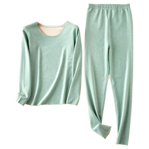 Water Flower Autumn Clothes and Autumn Pants Set Womens Thermal Underwear Autumn and Winter Bottoming Shirt Heated and Velvet Thickened for Inner Wear