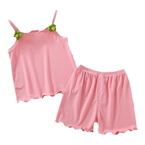 2024 New Girls Summer Clothes Set Childrens Ice Silk Suspender Shorts Two-piece Set Baby Girl Summer Clothes Vest