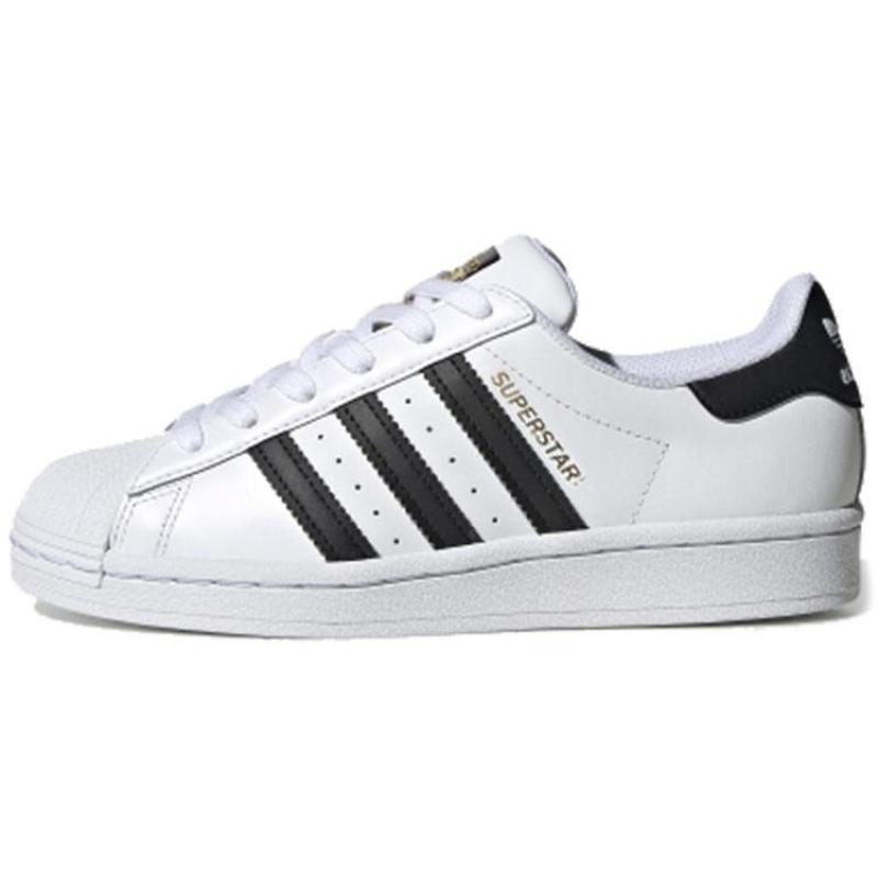 Adidas Superstar系列贝壳头 金标经典百搭 低帮板鞋 白黑 FU7712