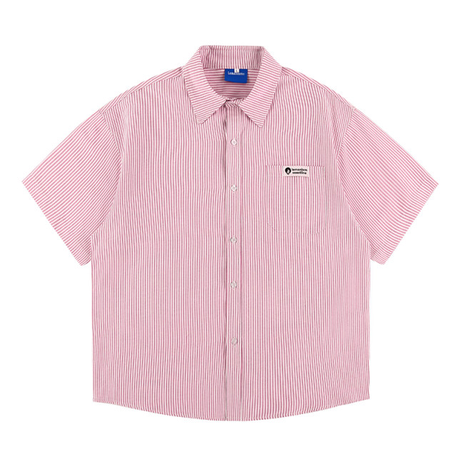 Lemanism Japanese vertical striped short-sleeved shirt summer 2025 new loose couple shirt inch jacket