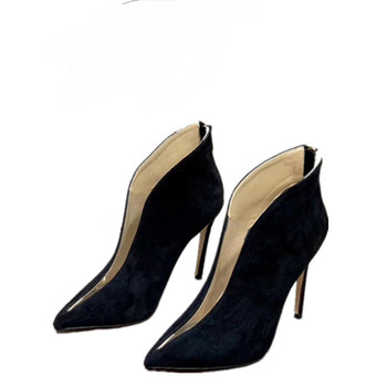 Pvc transparent film short boots new pointed toe high heels