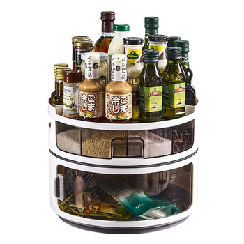 Rotating spice rack kitchen storage supplies for home use