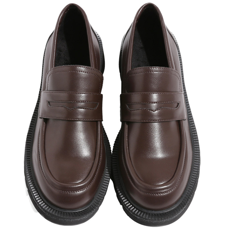 玛速主义 2026新款厚底英伦风单鞋女夏复古小皮鞋黑色平底乐福鞋