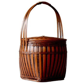 Handbasket with lid retro home traditional bamboo basket