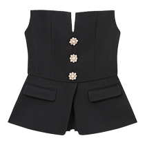 self-portrait 2024 autumn and winter new classic black design slim waist tube top