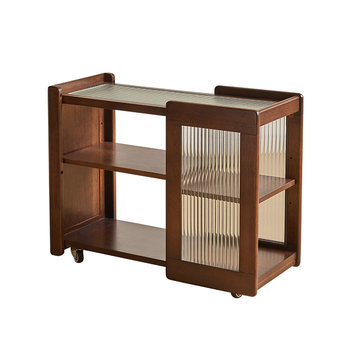 Jiayi solid wood movable trolley sofa side table