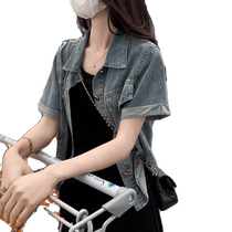Short-sleeved denim jacket for women summer new style with dress American retro casual all-match thin denim top