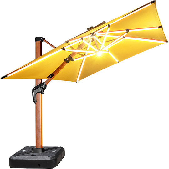 莫家户外遮阳伞庭院伞花园别墅太阳能灯条露台花园罗马室外太阳伞