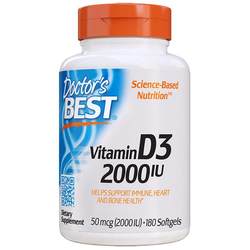 Doctor's Best Vitamin D3 ນຳເຂົ້າຈາກສະຫະລັດອາເມລິກາ 2000IU soft capsules *180 active capsules