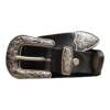 Pi Xuan Ge women's large silver buckle first layer cowhide