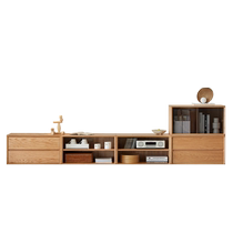 Original element solid wood TV cabinet modern living room base cabinet floor-to-ceiling combination cabinet oak storage storage cabinet N1081