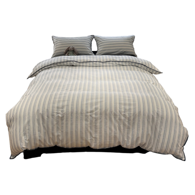 Light luxury shell edge bed four-piece set pure cotton 2026 bed sheet quilt cover student dormitory bedding three-piece set
