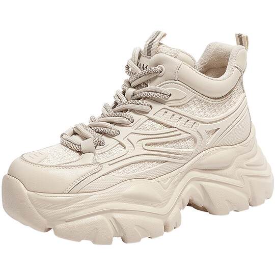 Camel thick-soled dad shoes warm high-top shoes for women