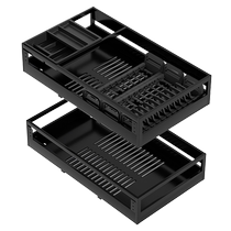 拉篮厨房橱柜304不锈钢双层抽屉式碗架收纳调味内置橱柜碗篮1233